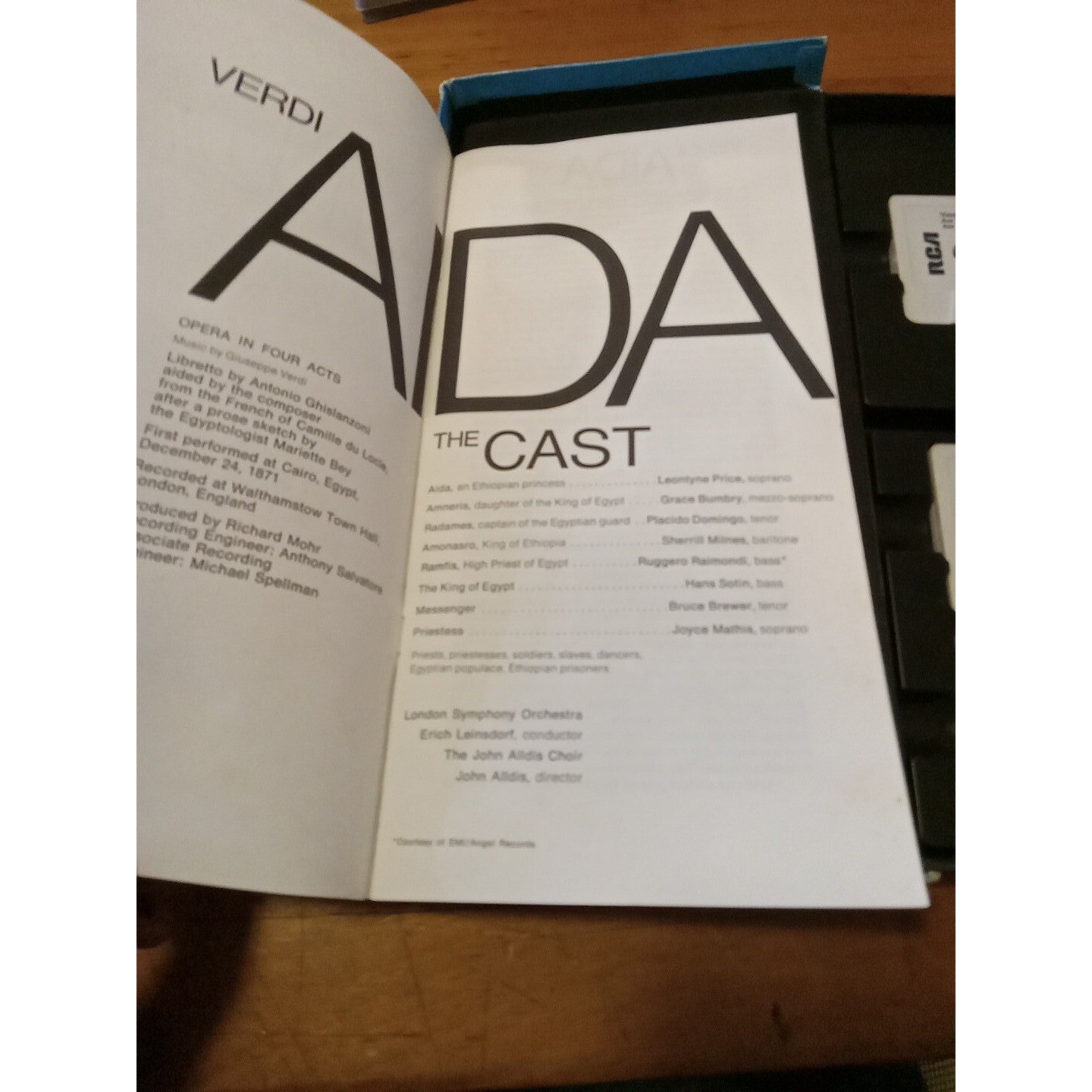 Verdi Leontyne Price As Aida John Alldis Choir 1977, 3 Audio Cassette Tapes box