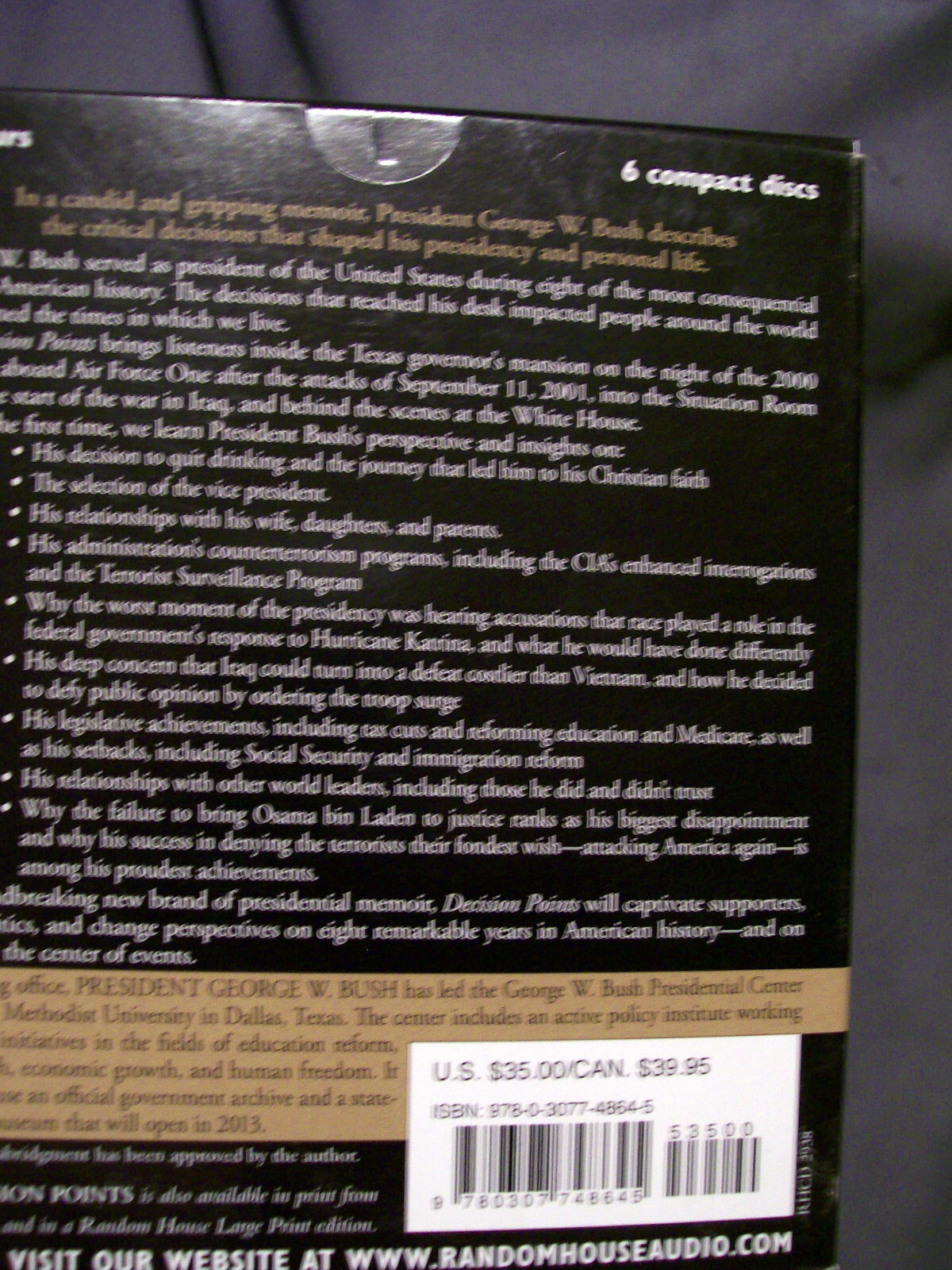GEORGE BUSH DECISION POINTS CD’S AUDIO 7 HRS 6 DISC