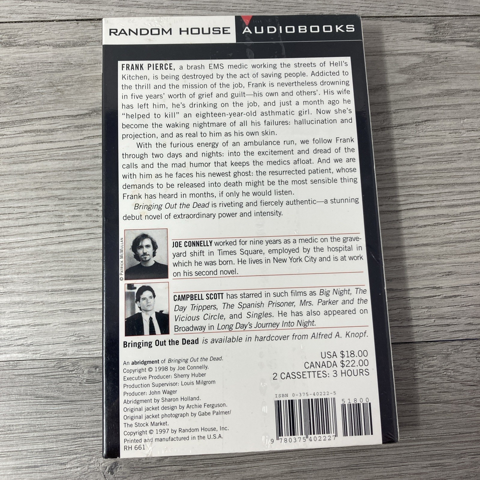 Bringing Out The Dead AudioBook On 2 Cassettes Abridgment 3 Hrs Joe Connelly NEW