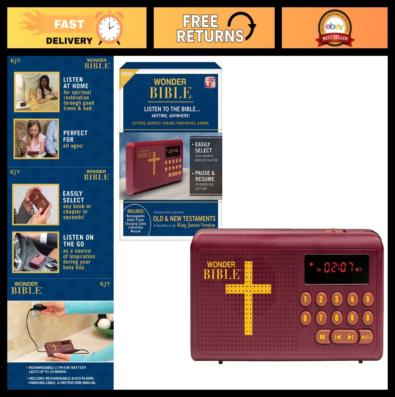 Audio Bible Player — KJV King James Version, New & Old Testament, As Seen On TV