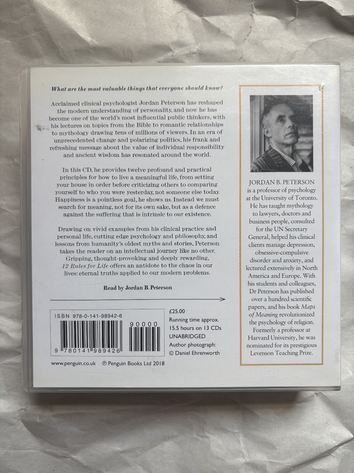 12 rules for life — an antidote to chaos — Jordan Peterson unabridged audio cd