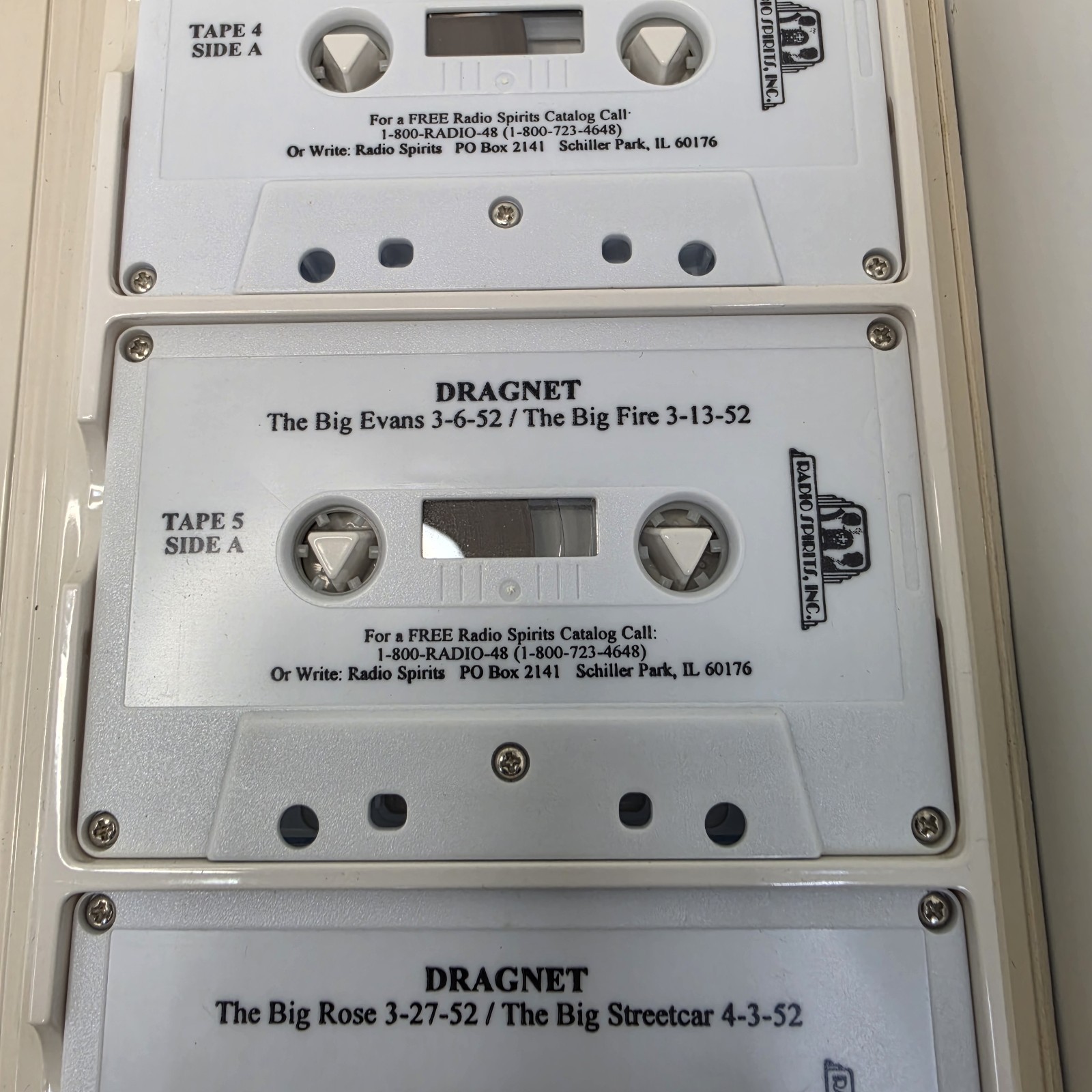 RADIO SPIRITS DRAGNET — SIX (6) AUDIO CASSETTE TAPES — 9 HOURS — JACK WEBB-1996
