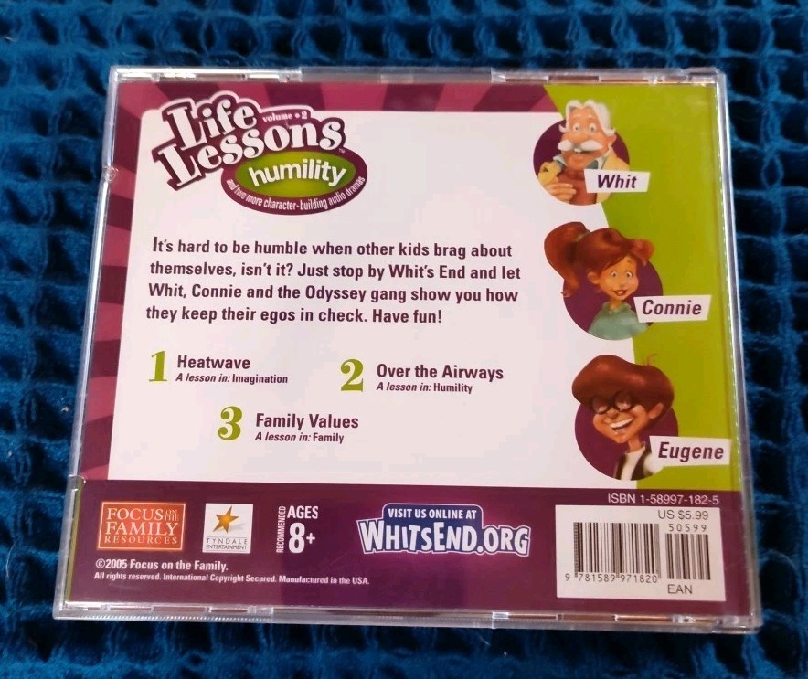 adventures in odyssey life lessons volume two humility CD, AGES 8+, 2005.