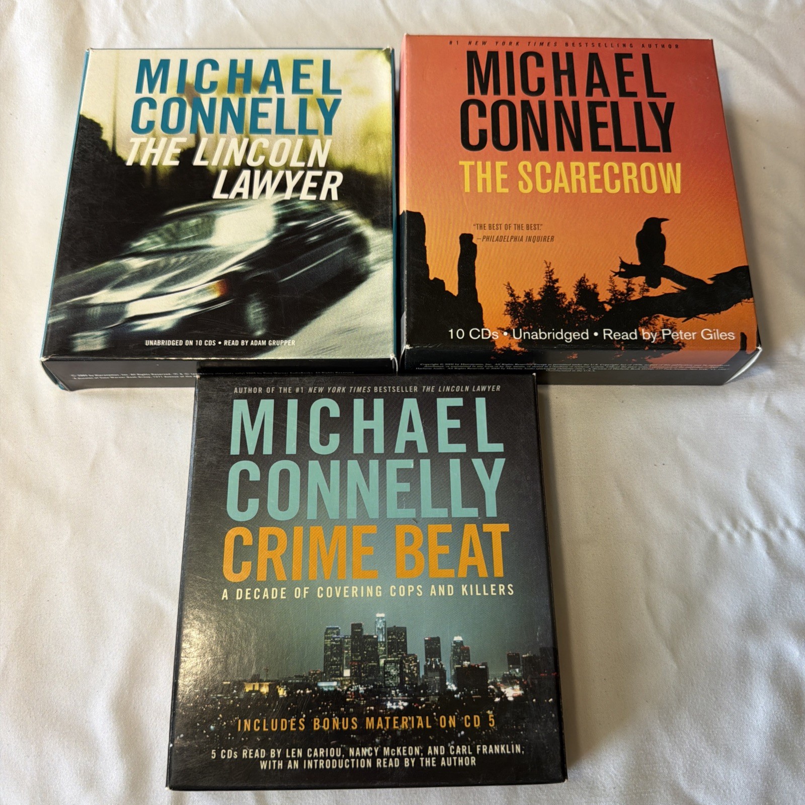 Michael Connelly Audiobook CD Lot Lincoln Lawyer Scarecrow Crime Beat Unabridged