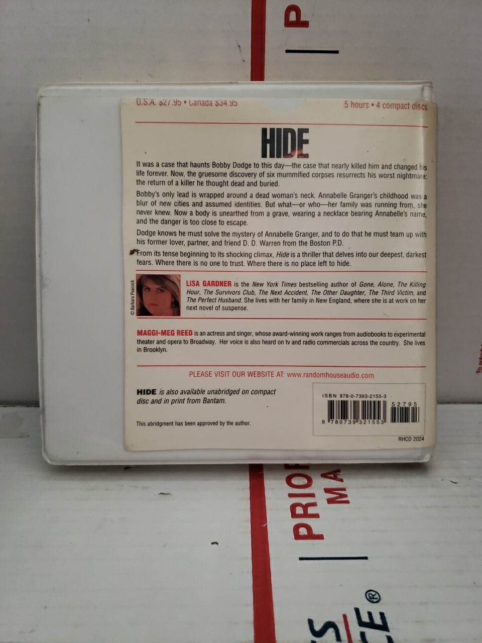 Hide Audiobook by Lisa Gardner Audio CD Abridged Read By Maggi-Meg Reed ~ #62L