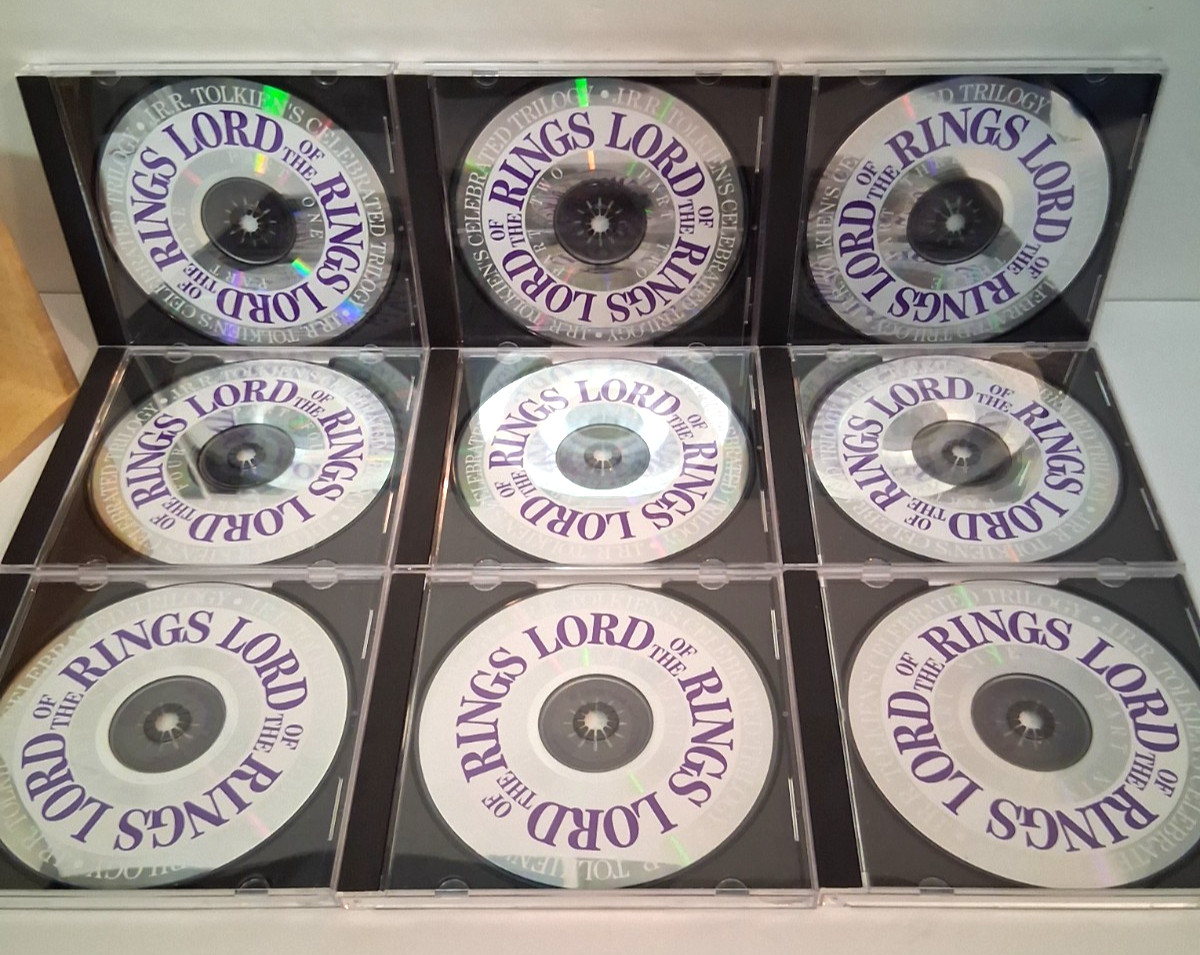 J.R.R. Tolkien The Lord of the Rings Story On 9 CD Audiobook Set with Wood Box