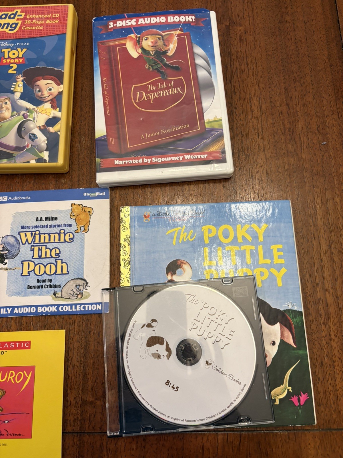 Lot of 6 Childrens Kids CD Audiobooks Pooh Corduroy Toy Story Desperaux
