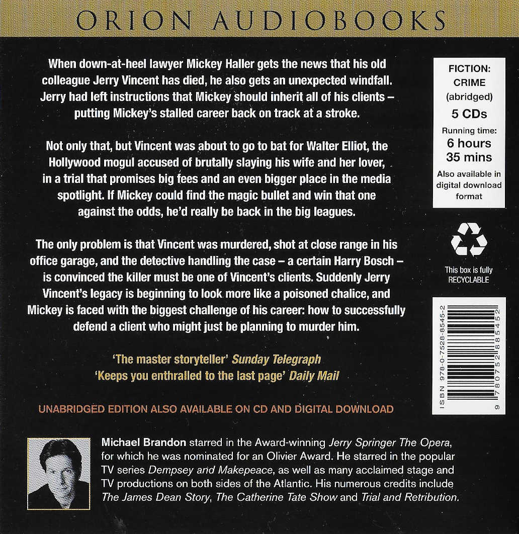 MICHAEL CONNELLY — The Brass Verdict — CD Audio Book — Mickey Haller