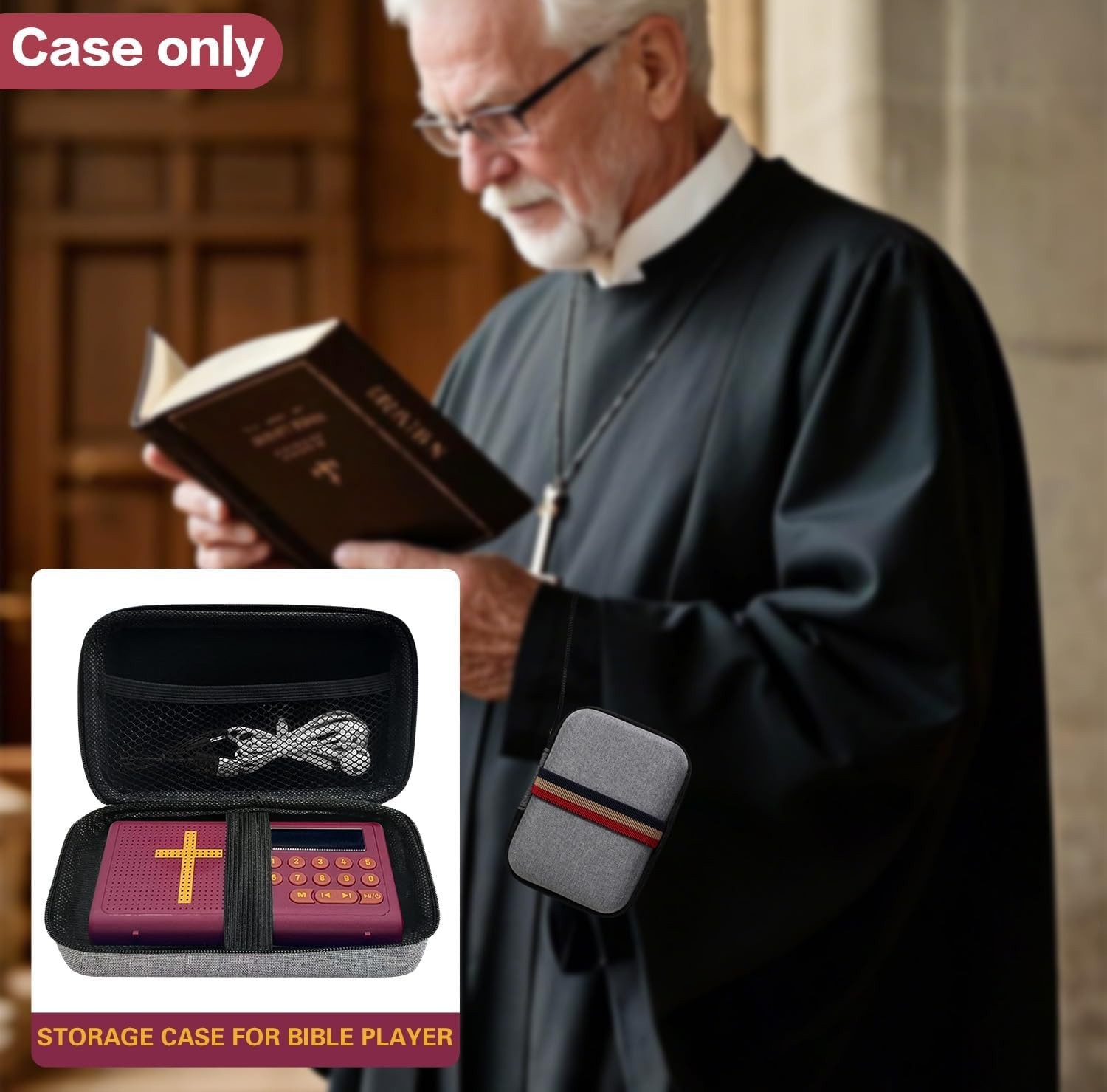 Carrying Case Compatible with Wonder Bible -The Talking Audio Bible Player，Light