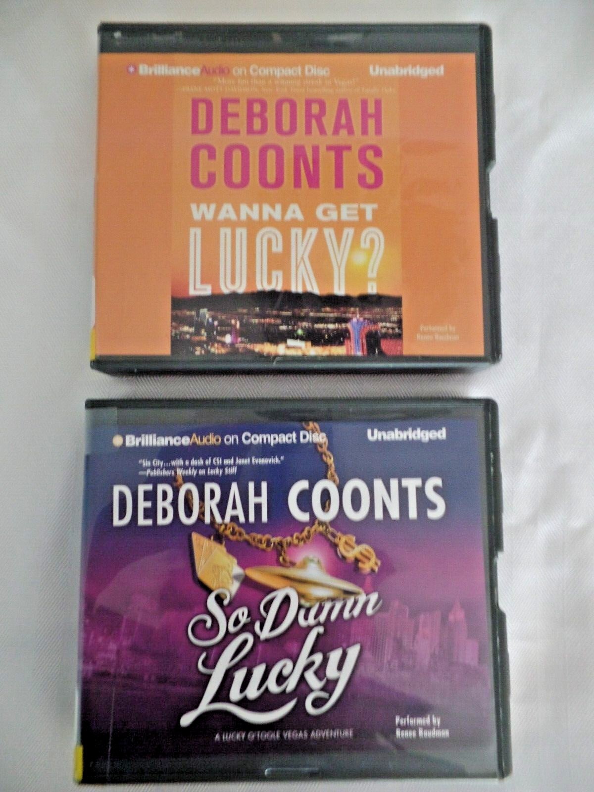 Preowned 2 Audiobooks CDs Coonts — Wanna Get Lucky & So Damn Lucky unabridged