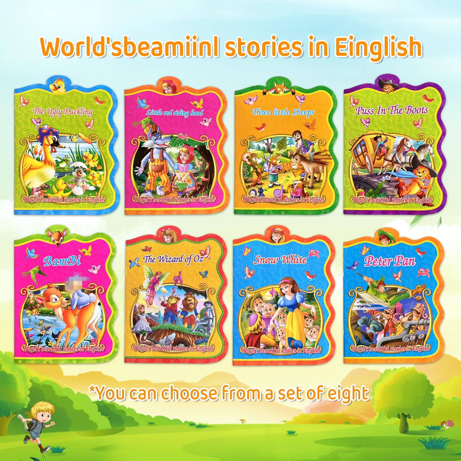 Kids Classic Fairy Tale Book Set English Bedtime Story Books for Toddlers