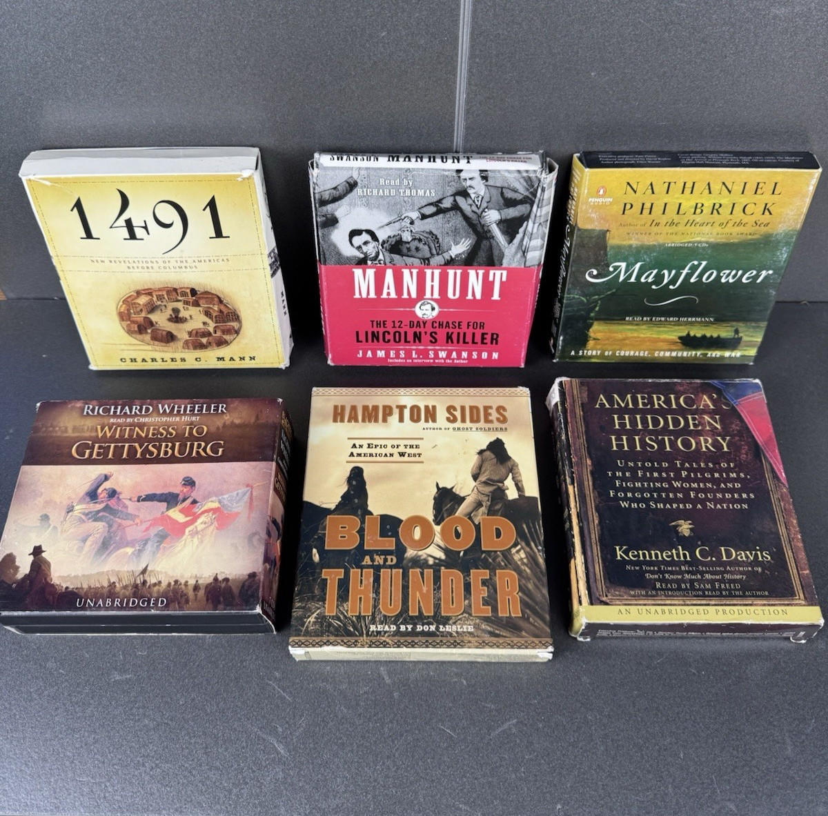 6 US History Audio Book CDs Mayflower 1491 Gettysburg Lincoln Lot