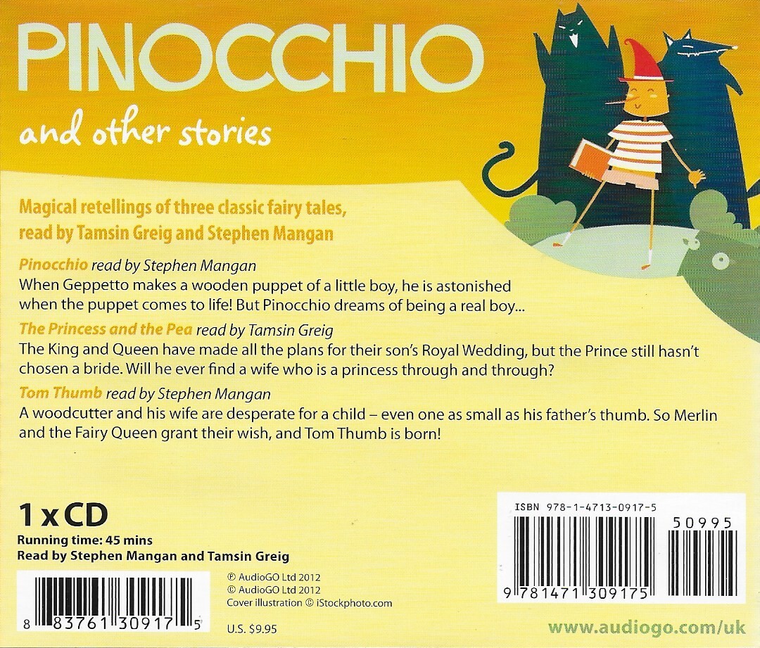4 Young CHILDREN’S CD Audio Books — Pinocchio, Three Pigs, Beanstalk and Others