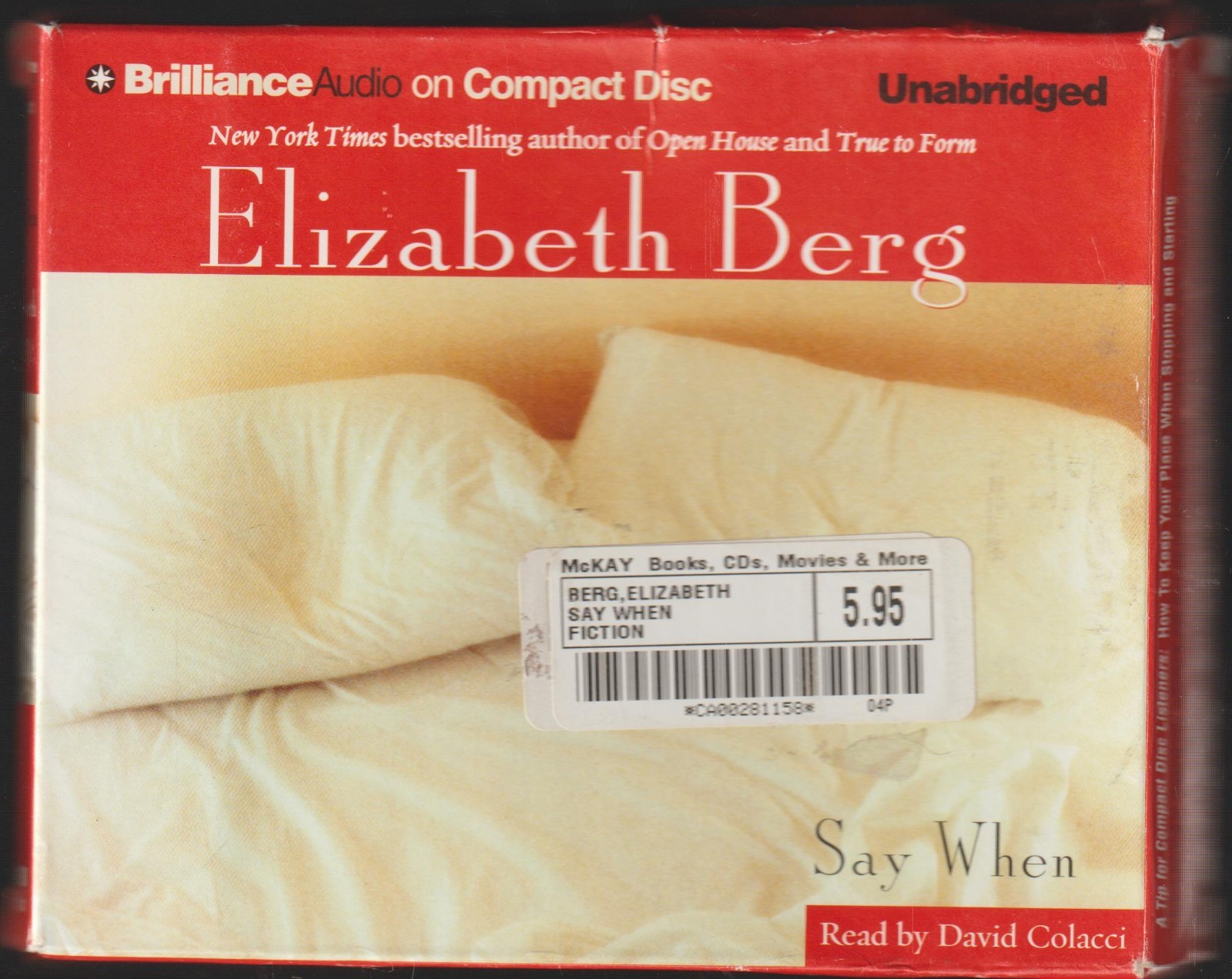 Say When by Elizabeth Berg Read by David Colacci Audiobook 6 CDs
