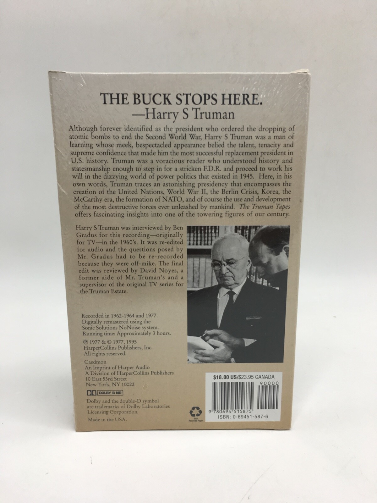 The Truman Tapes: In His Own Voice Cassette Book (Caedmon Audio, 1995) — SEALED