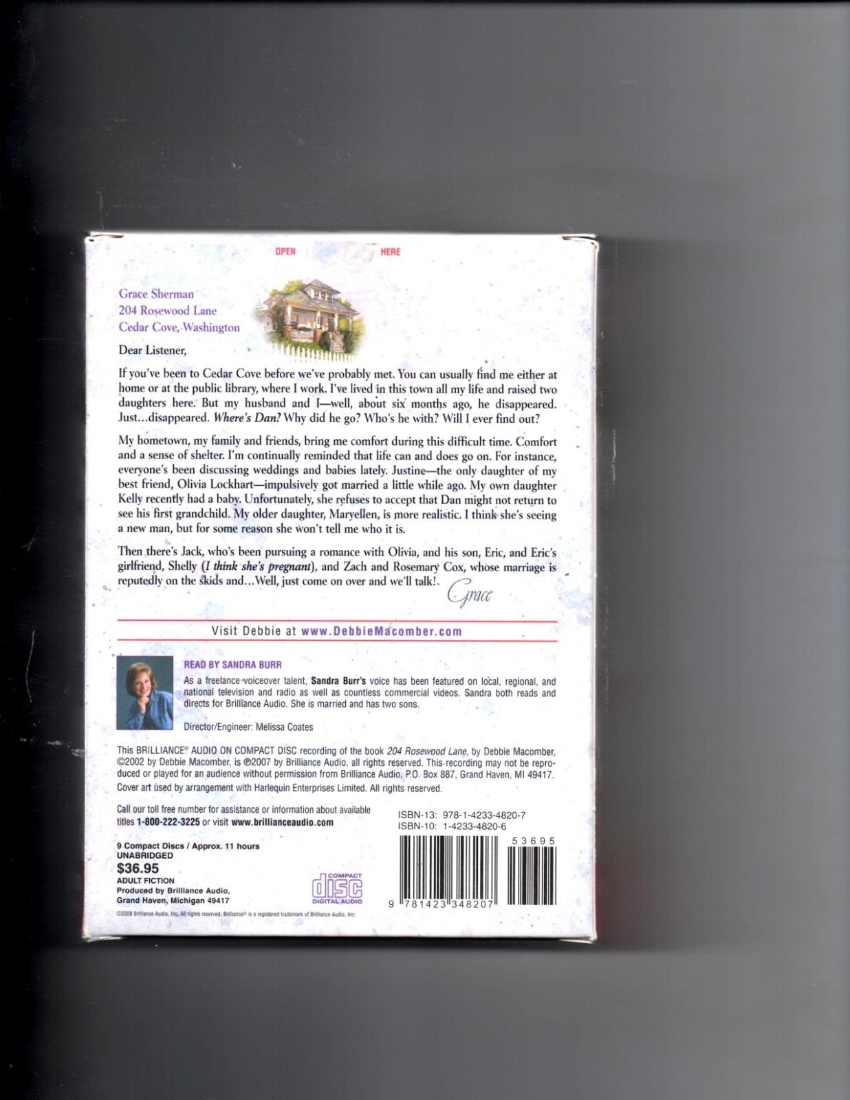 Cedar Cove Ser.: 204 Rosewood Lane by Debbie Macomber (2007, Compact Disc,…