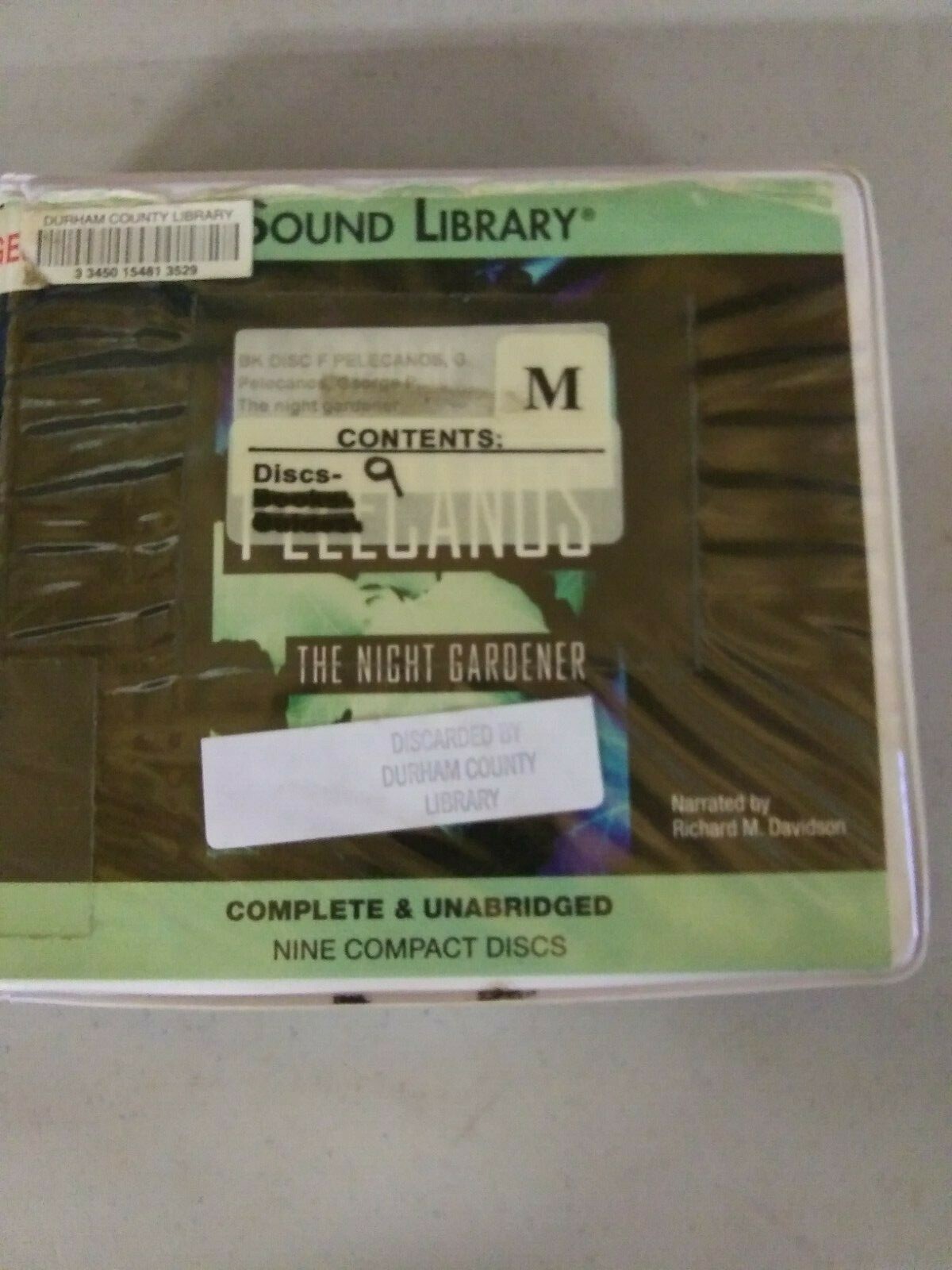 Shelf165 Audiobook~ THE NIGHT GARDENER, GEORGE PELECANOS