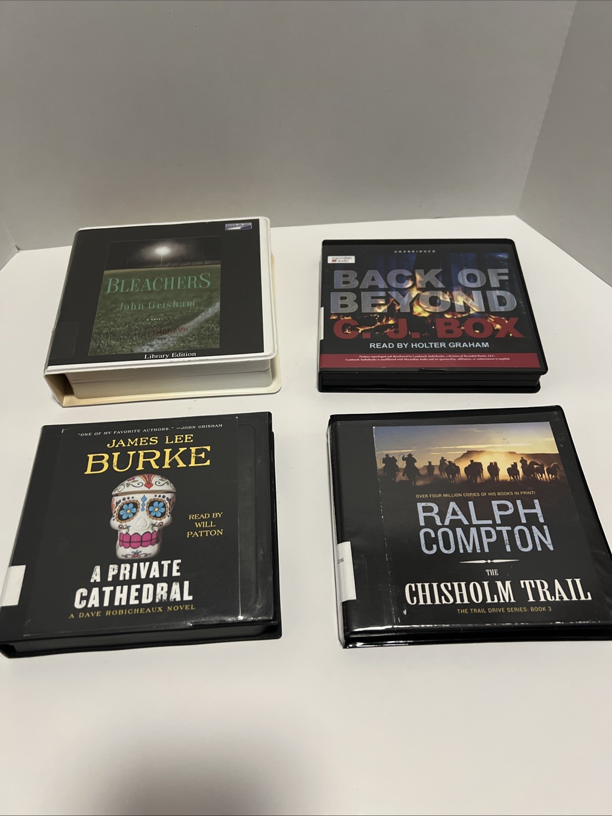 Lot Of 4 CD Audiobooks (Bleachers, Back Of Beyond, A Private Cathedral, The Ch..