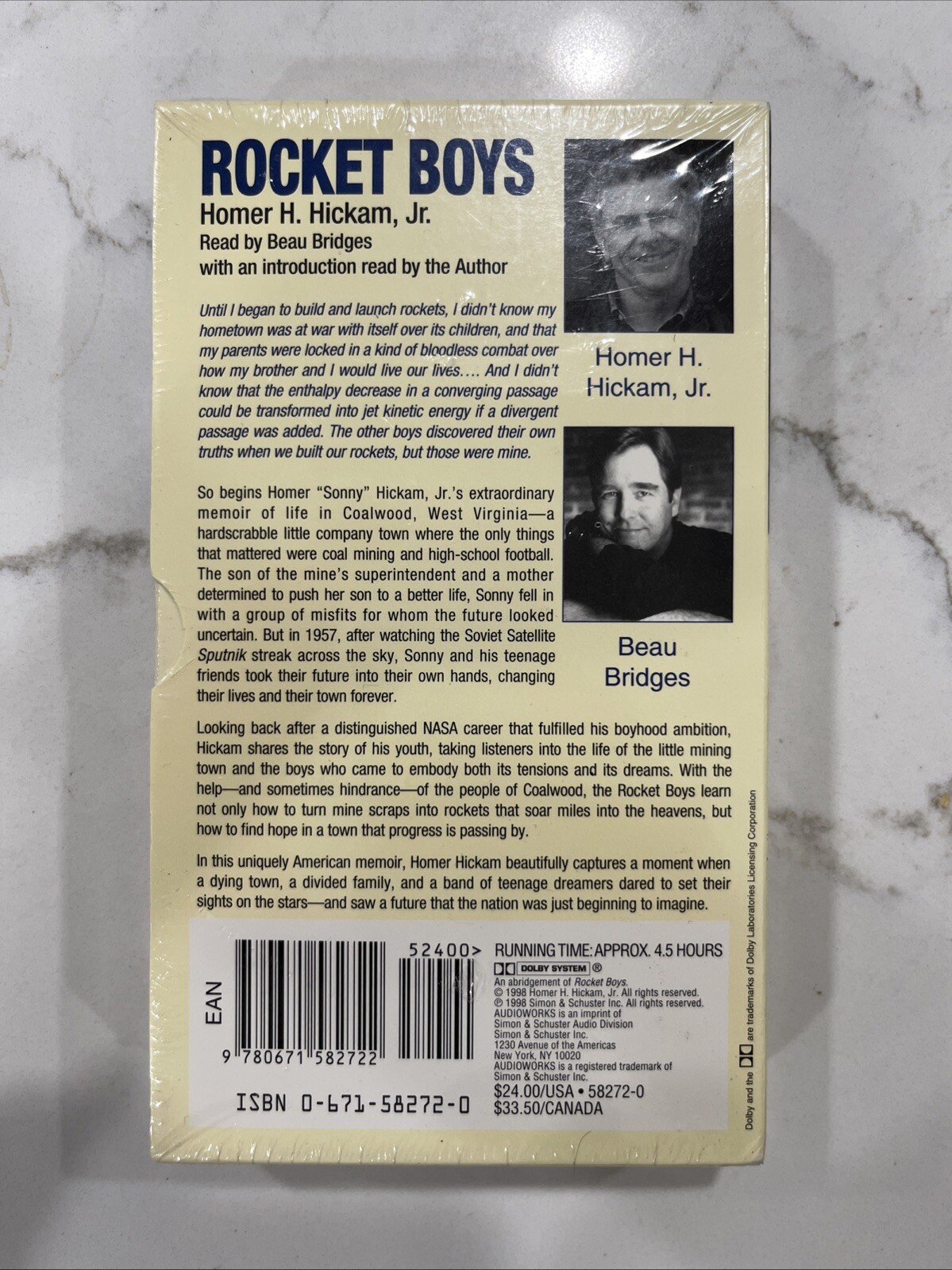 New! Rocket Boys by Homer Hickman Jr. Audio Cassettes Beau Bridges Sealed 1998