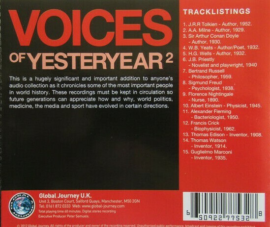 Various — Voices Of Yesteryear 2 (Writers & Poets) (1xCD Audiobook 2012)