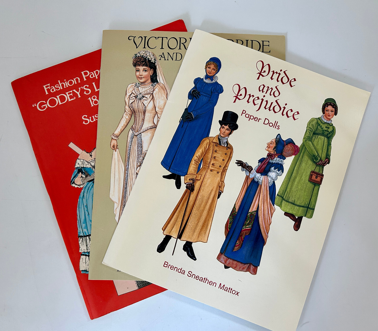 Lot of 3 Dover Paper Doll Books UNCUT Historical Godey Pride Prejudice Victorian