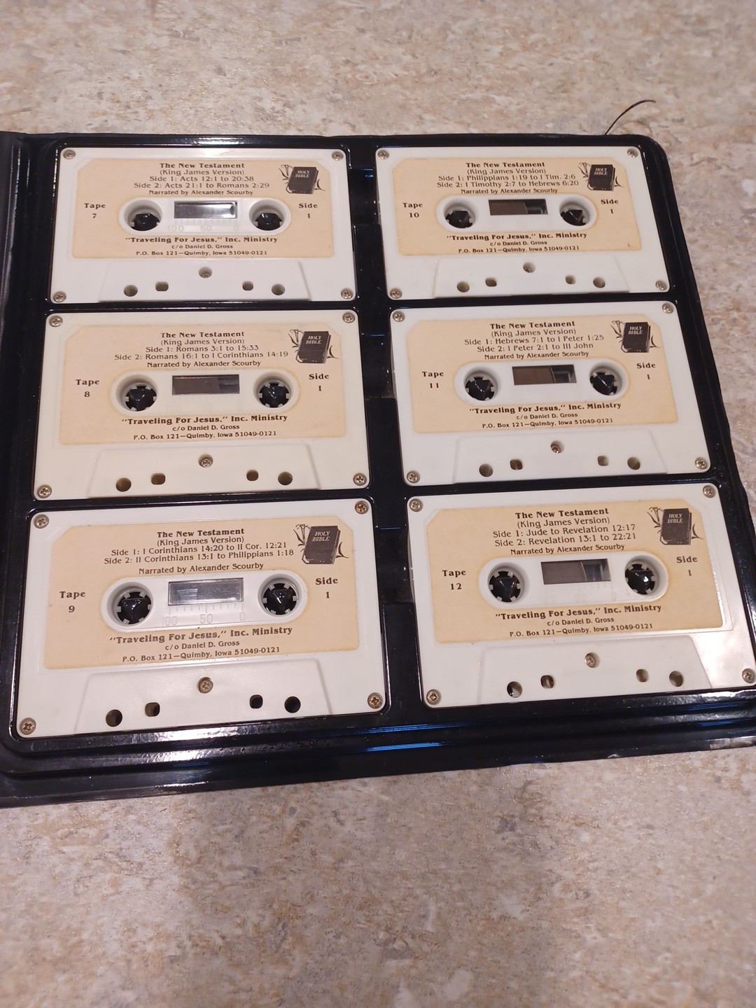 King James Version Holy Bible New Testament on Cassette In Folder 12 Tapes