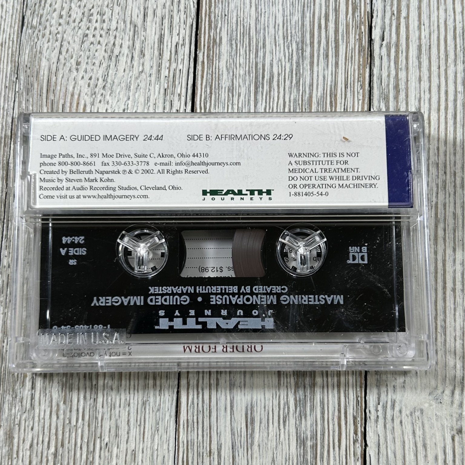 Health Journeys Mastering Menopause by Belleruth Naparstek Audiobook Cassette 1