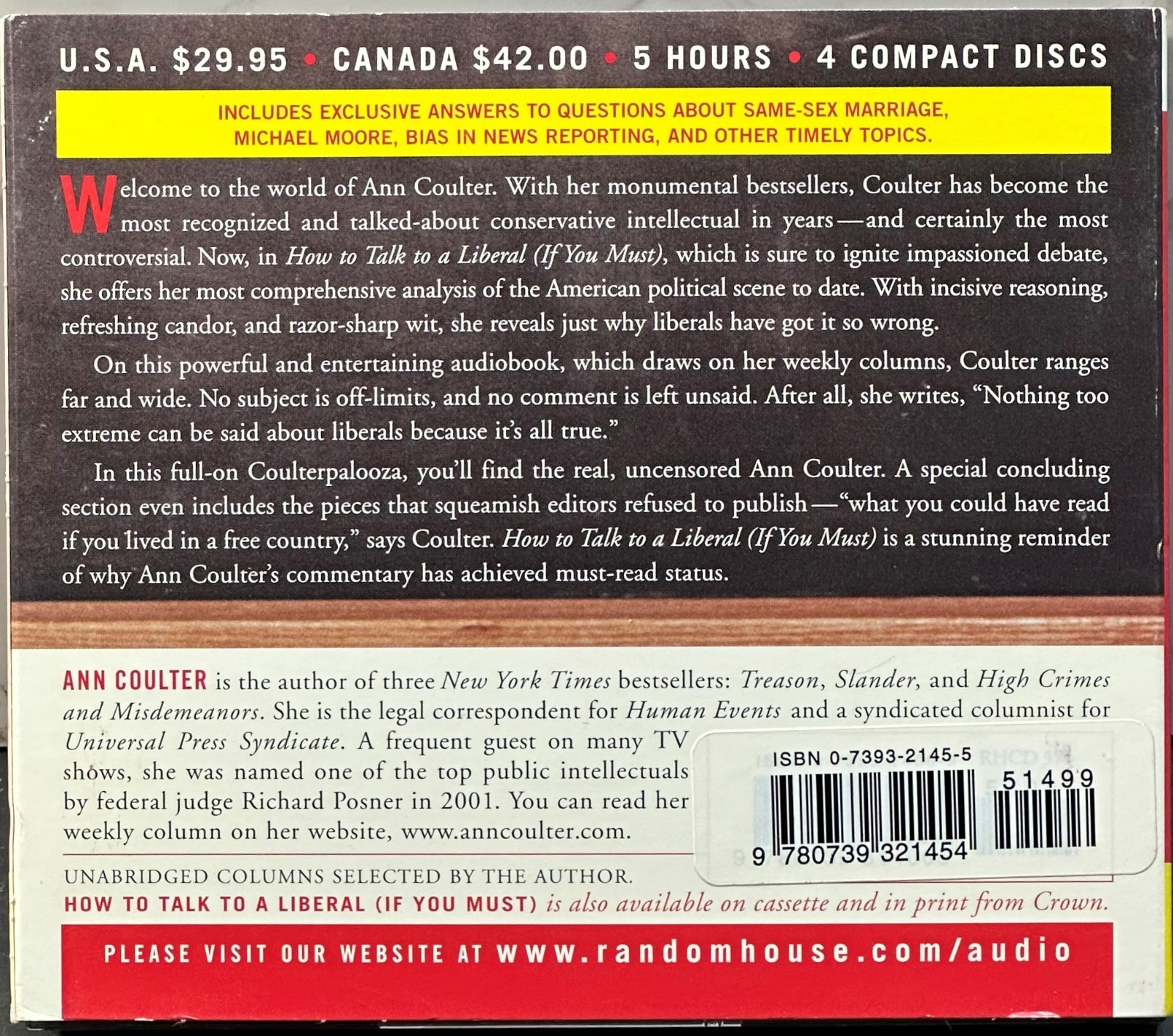Ann Coulter How To Talk To A Liberal (If You Must) Audiobook CD Unabridged New