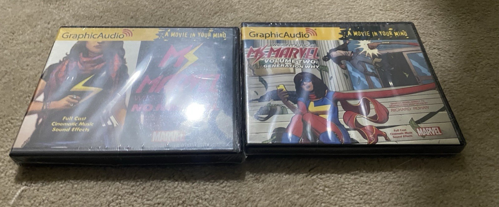 RARE! MARVEL COMICS GRAPHICAUDIO MS. MARVEL Volume 1 & Volume 2 BOTH NEW! SEALED