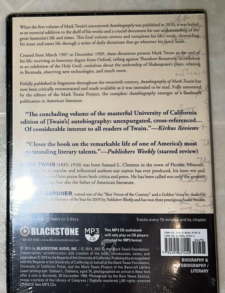 Mark Twain Autobiography Volume 2 & 3 MP3 CD Audiobook Brand New Sealed!