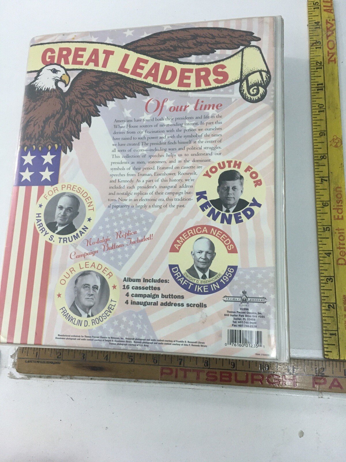 Great Leaders Of Our Time (16 Cassettes, 4 Campaign Buttons, 4 Scroll) Kennedy