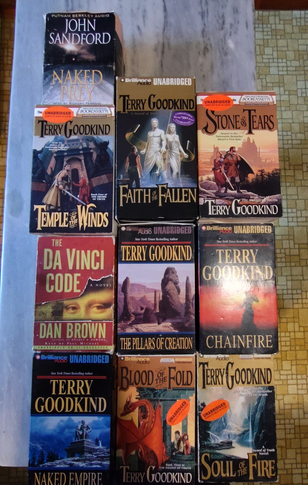 Lot Of 10 Audio Books On Cassette Various John Sandford Terry Goodkind Dan Brown
