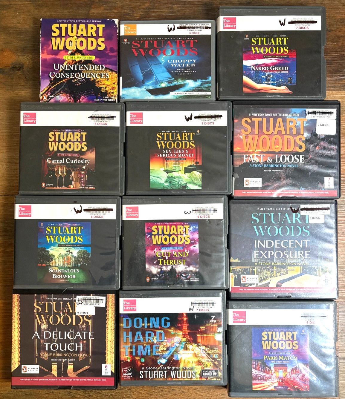 Lot of 12 Stone Barrington Stuart Woods Unabridged CD Audiobooks Naked Greed