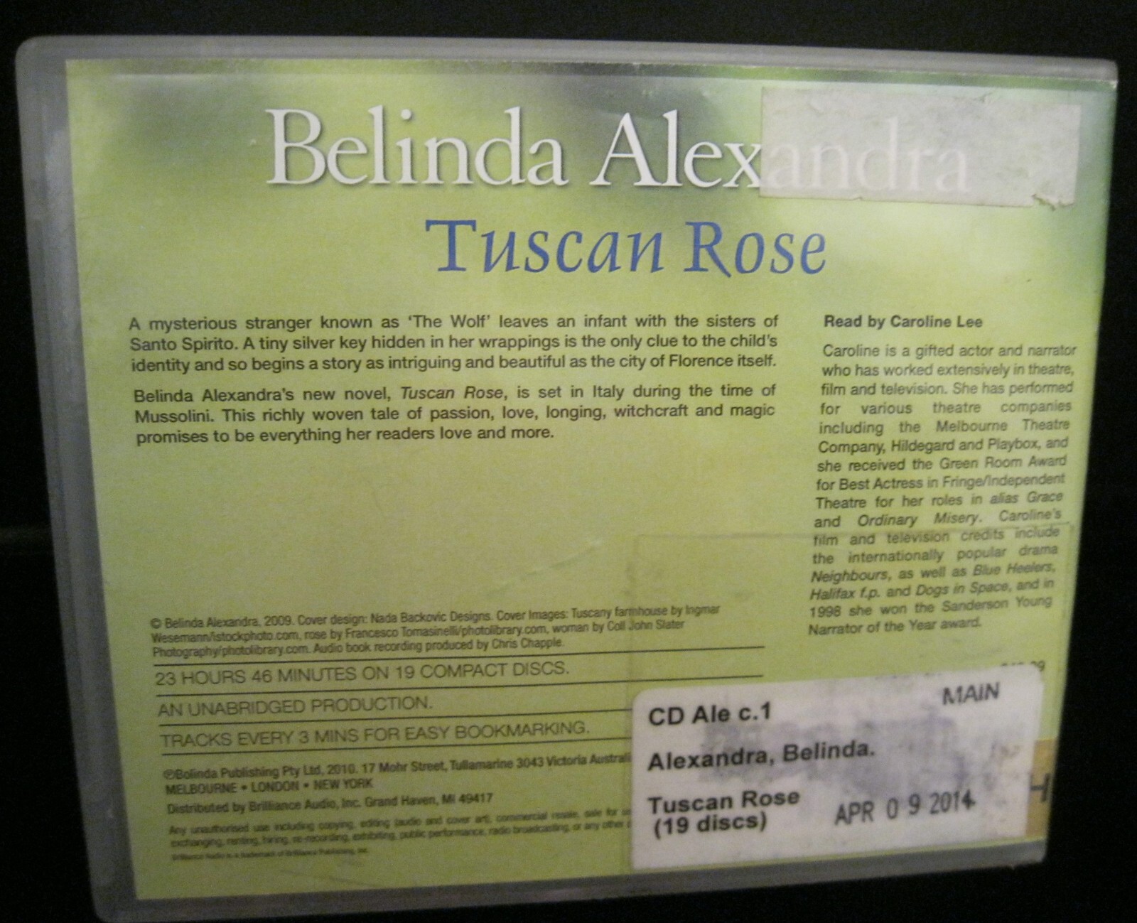 TUSCAN ROSE BELINDA ALEXANDRA 19 COMPACT DISCS EX-LIBRARY UNABRIDGED AUDIO BOOK