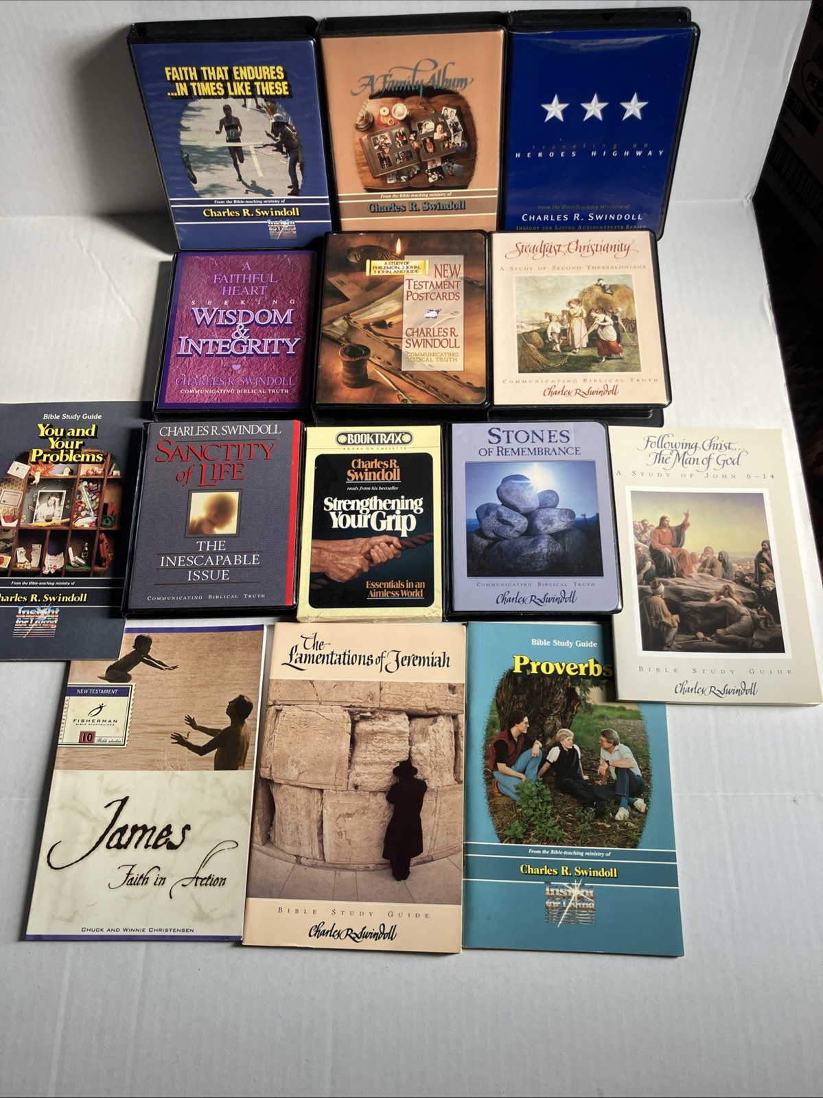 Charles R. Swindoll-Bundle Vintage Audio Cassette,Books, Lot(14) 5 Study Guides