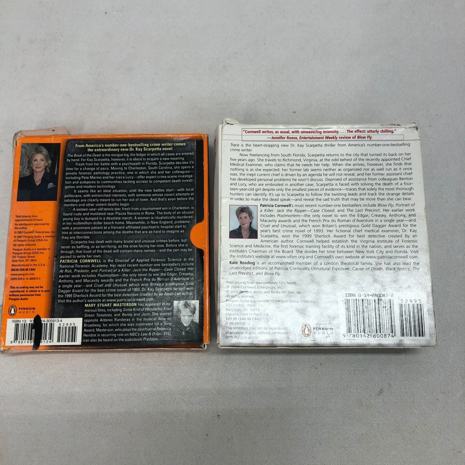 PATRICIA CORNWELL AUDIOBOOKS CDS TRACE 2004 & BOOK OF THE DEAD 2007 LOT OF 2