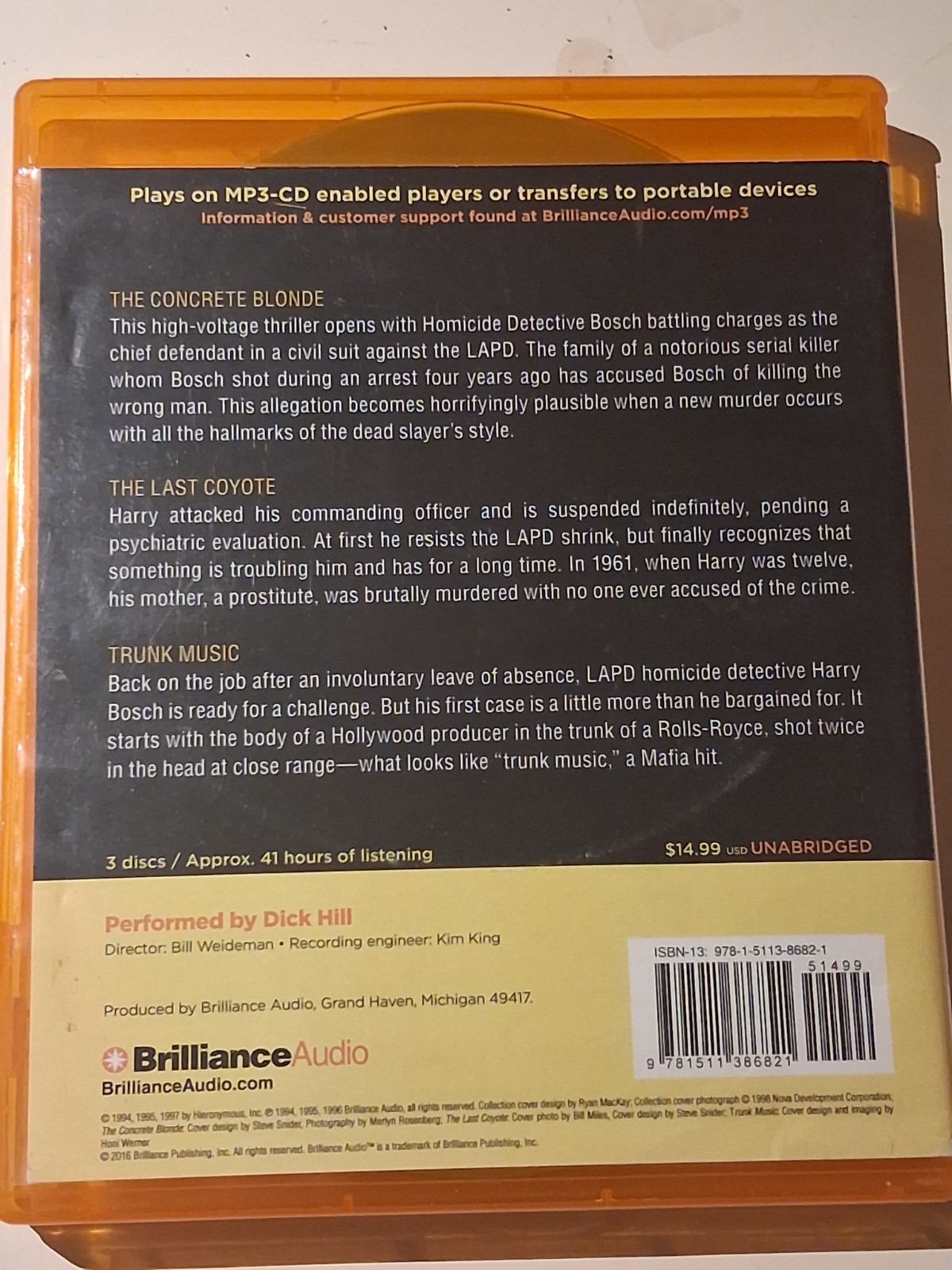 Michael Connelly MP3 CD Audiobook Collection Unabridged — Over 90 hours!