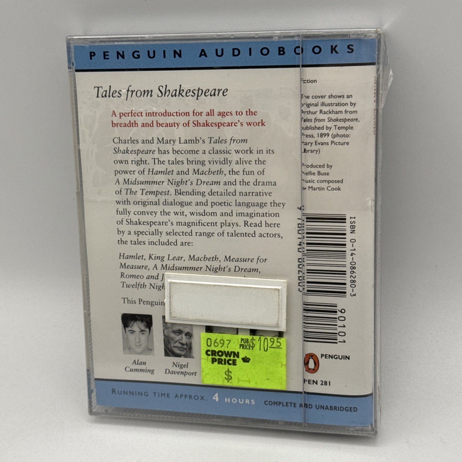 Tales from Shakespeare Cassette Tapes Unabridged 1997 Alan Cumming SEALED NOS