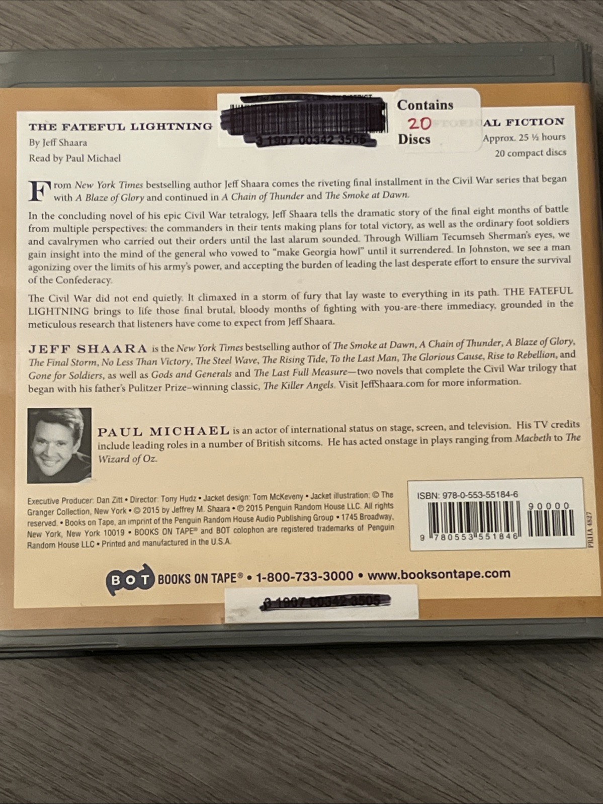 Jeff Shaara The Fateful Lightning Audiobook Approx 25 1/2 Hours 20 Compact Disc