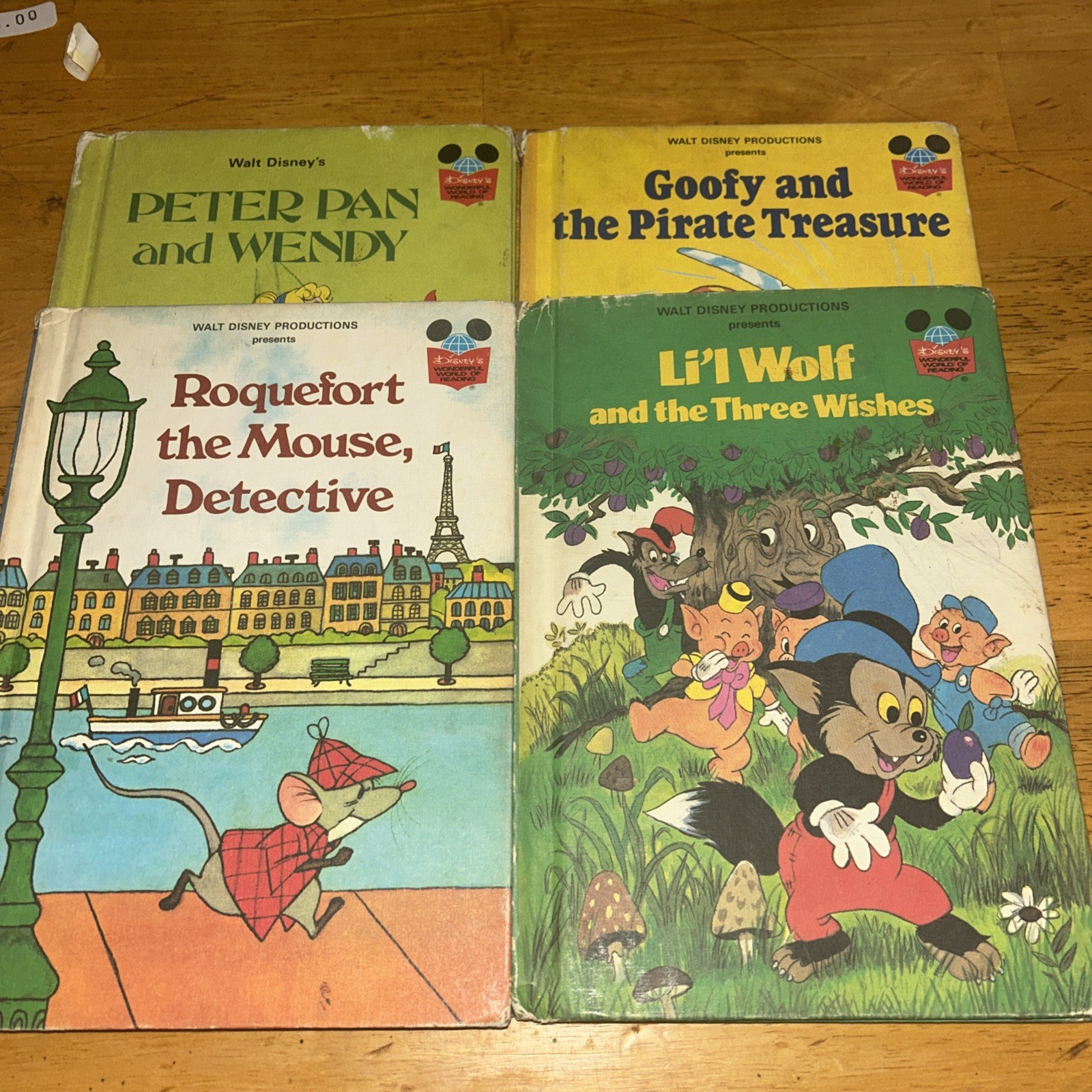 Disney’s Wonderful World of Reading 4 Book Lot Goofy Peter Pan Lil Wolf