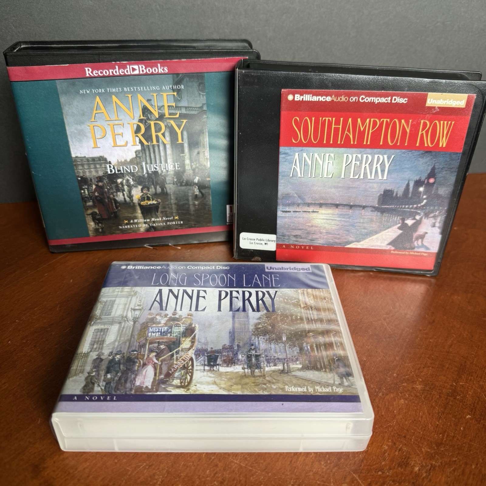 Lot: 3 Anne Perry Audio Book CD Long Spoon Lane Blind Justice Southampton Row