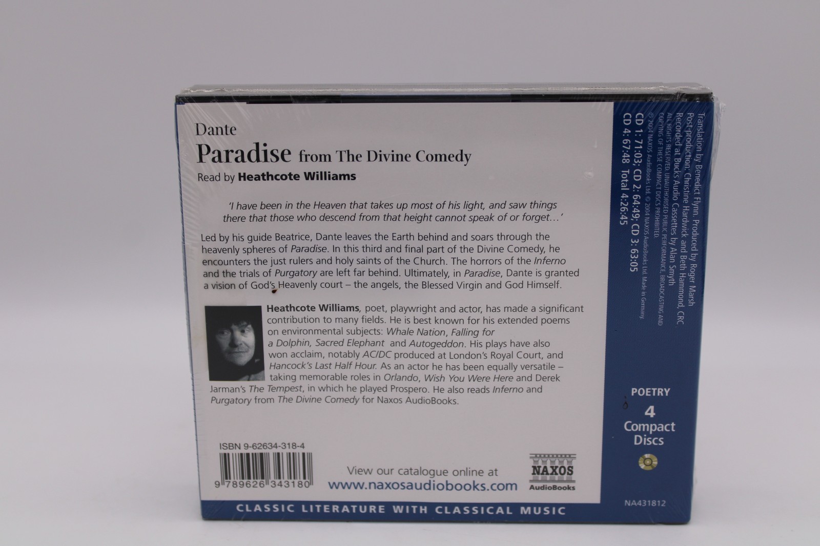 Dante Purgatory / Paradise The Divine Comedy Life of Dante Audiobook lot NEW