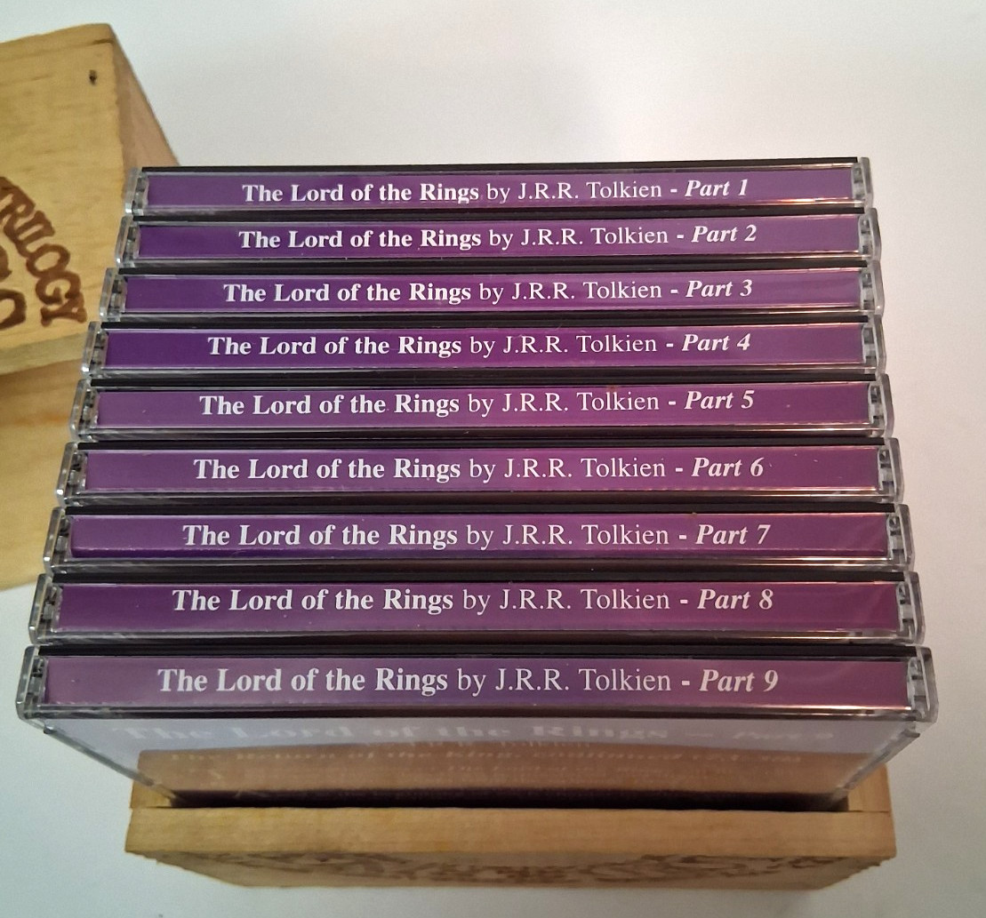 J.R.R. Tolkien The Lord of the Rings Story On 9 CD Audiobook Set with Wood Box