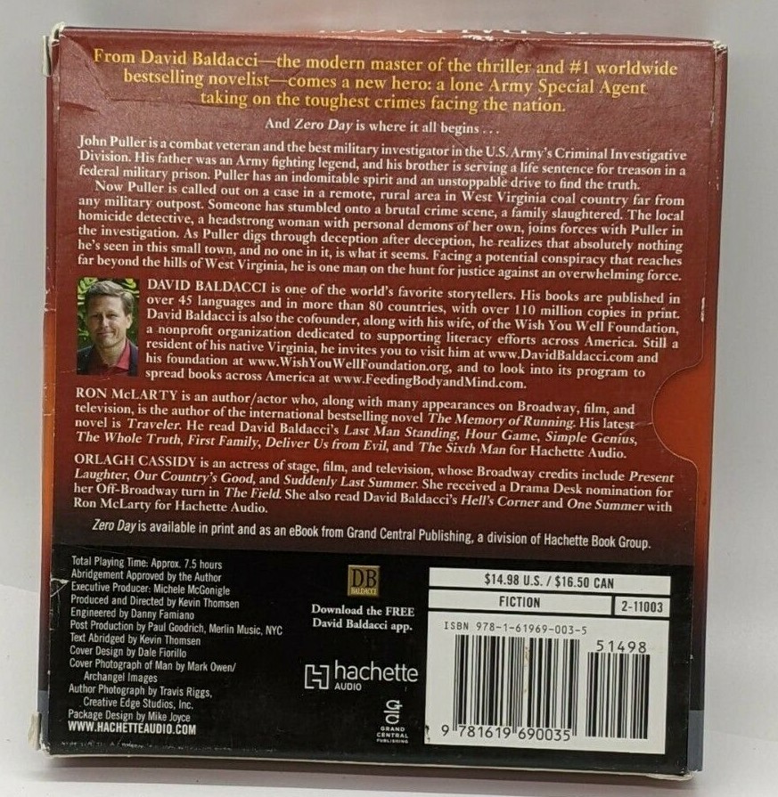 David Baldacci Zero Day- McLarty & Cassidy (CD, 6Discs, War, Thriller) *Read*