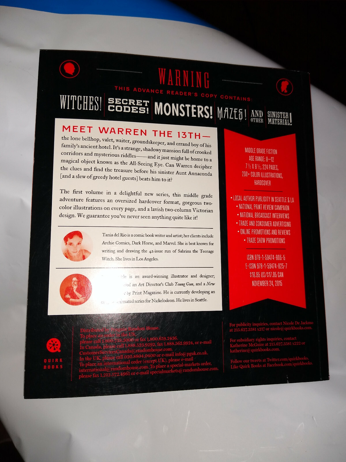 Warren the 13th and The All-Seeing Eye: A Novel by del Rio,Tania Rare proof