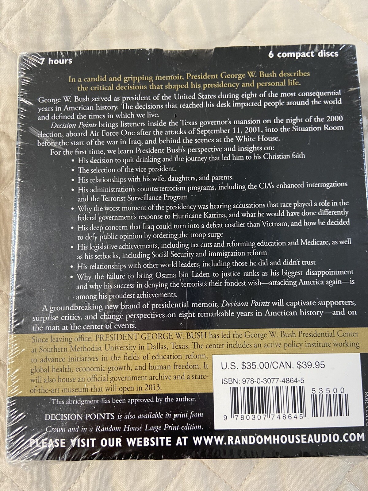 Decision Points by George W. Bush 2010, Compact Disc, Abridged Edition New