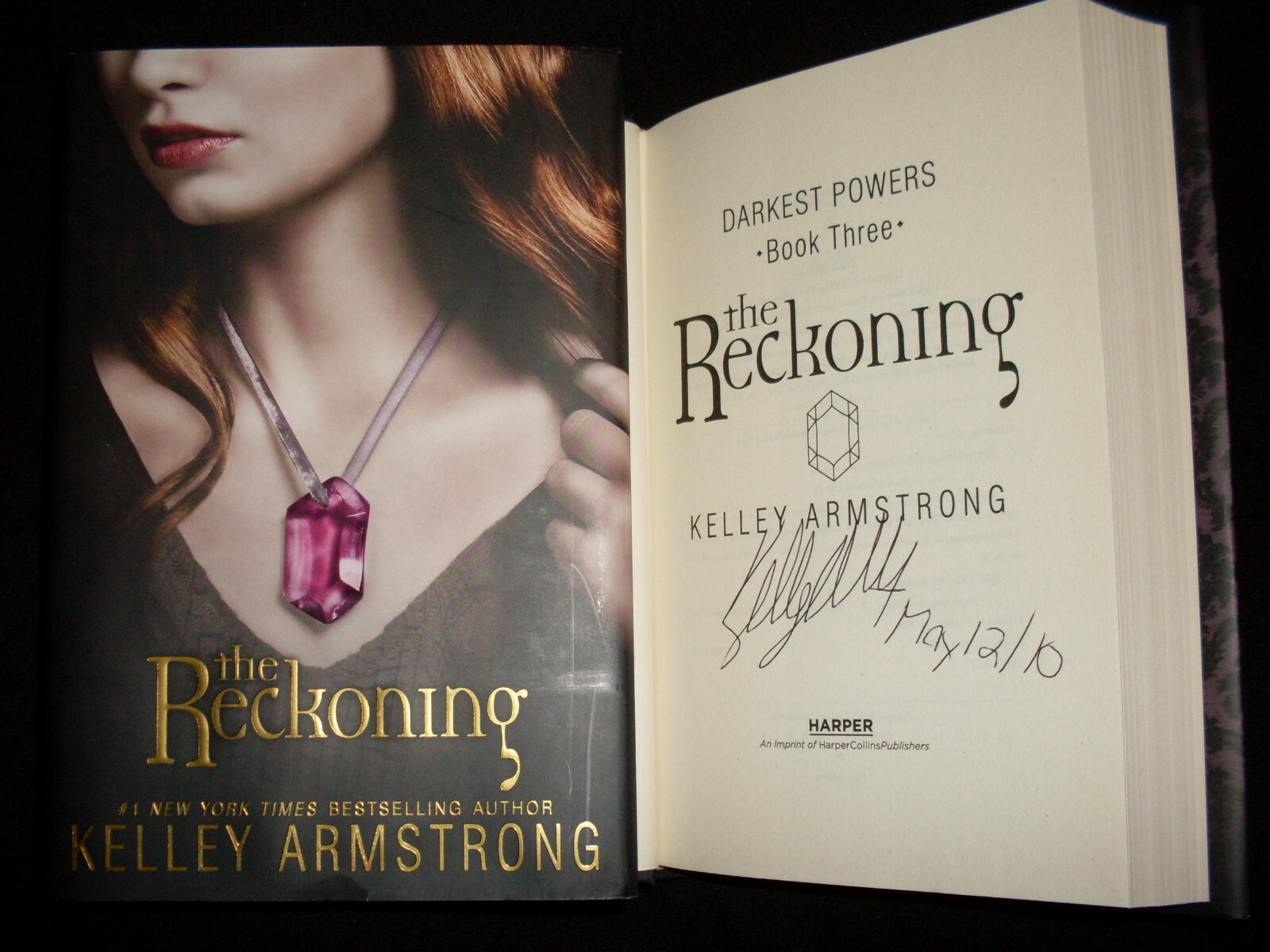 Kelley Armstrong signed & dated The Reckoning 1st printing hardcover book