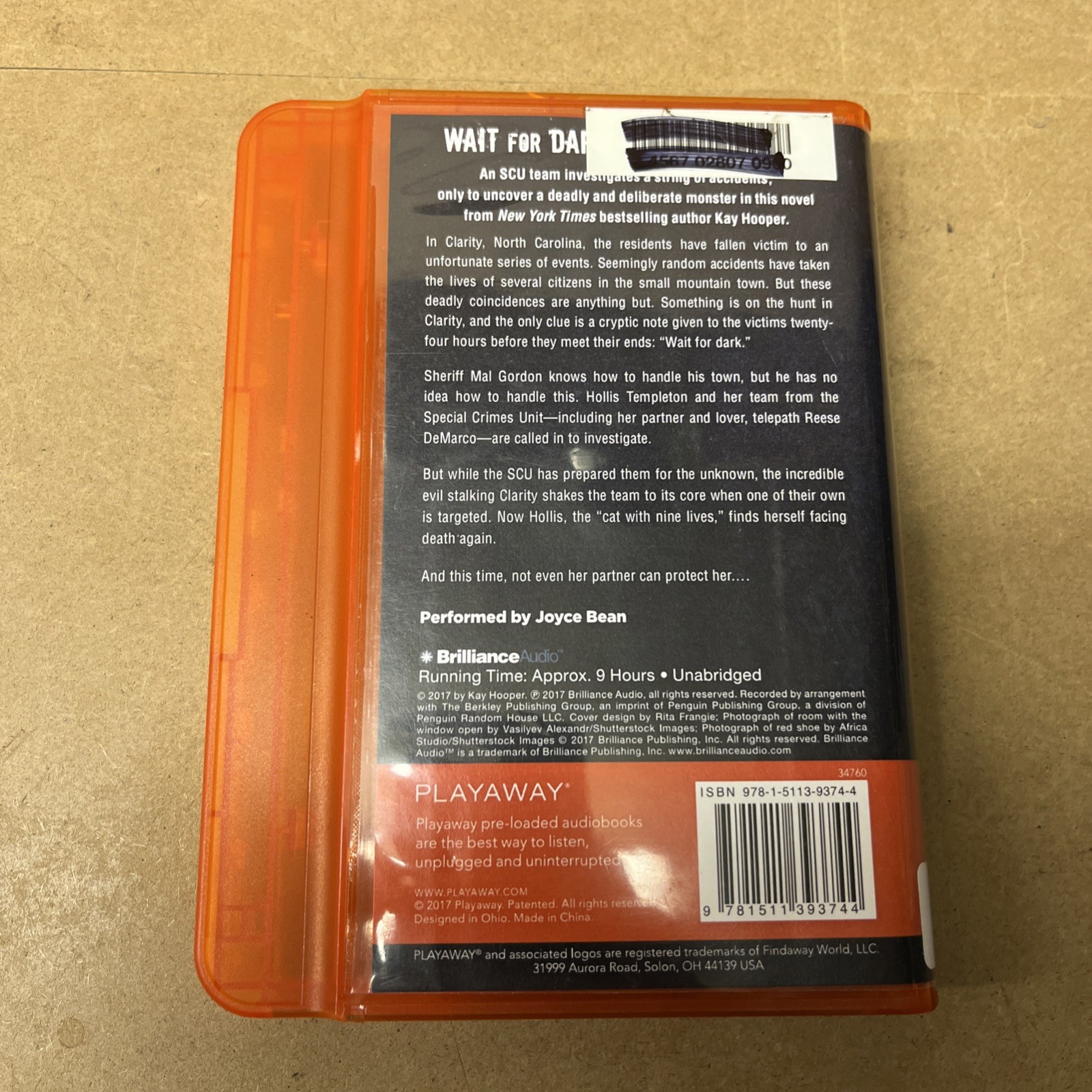 Wait for Dark: Bishop / Special Crimes Unit by Kay Hooper (Playaway Audio) Good