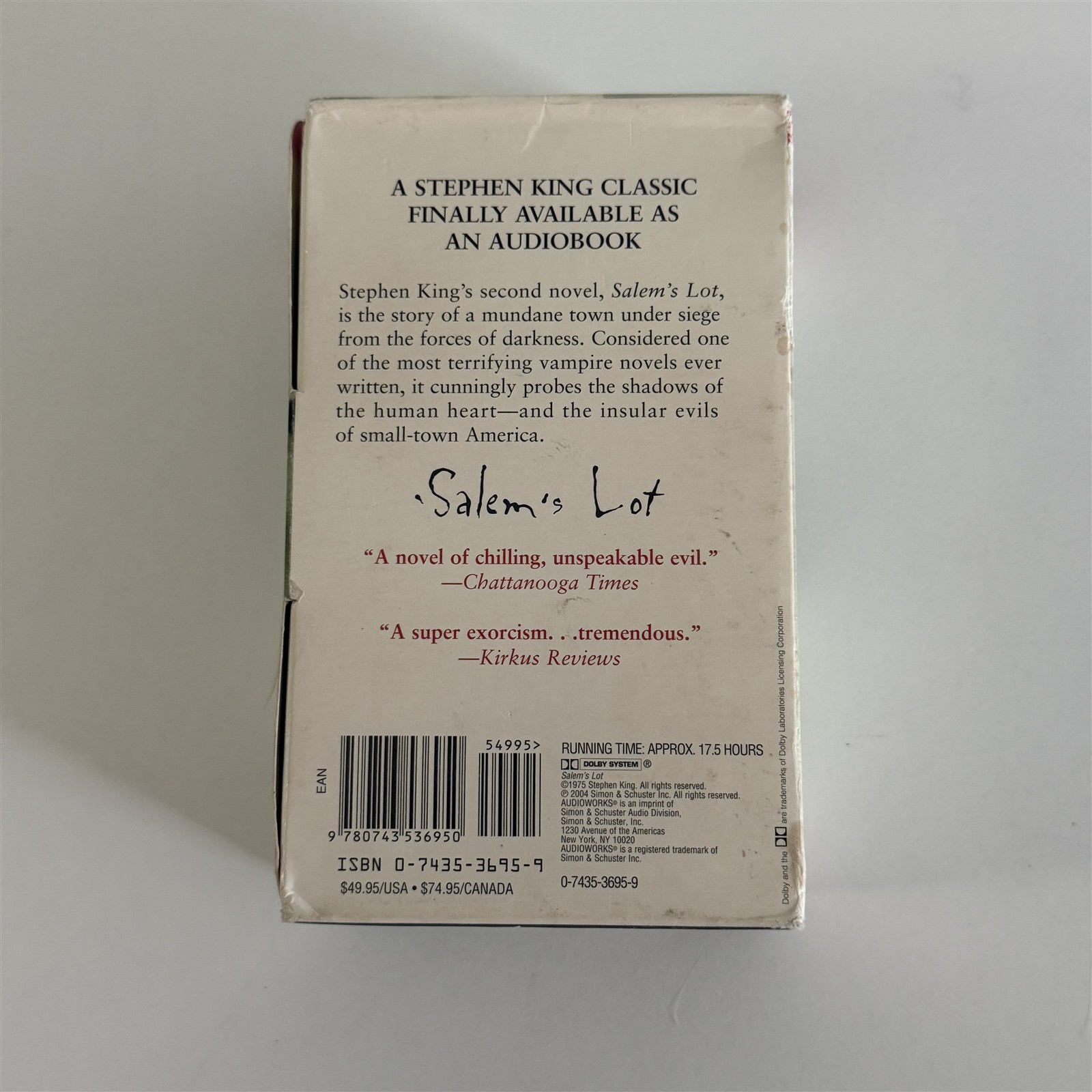 Salem’s Lot Stephen King Gothic Horror Suspense Thriller Audiobook Cassettes