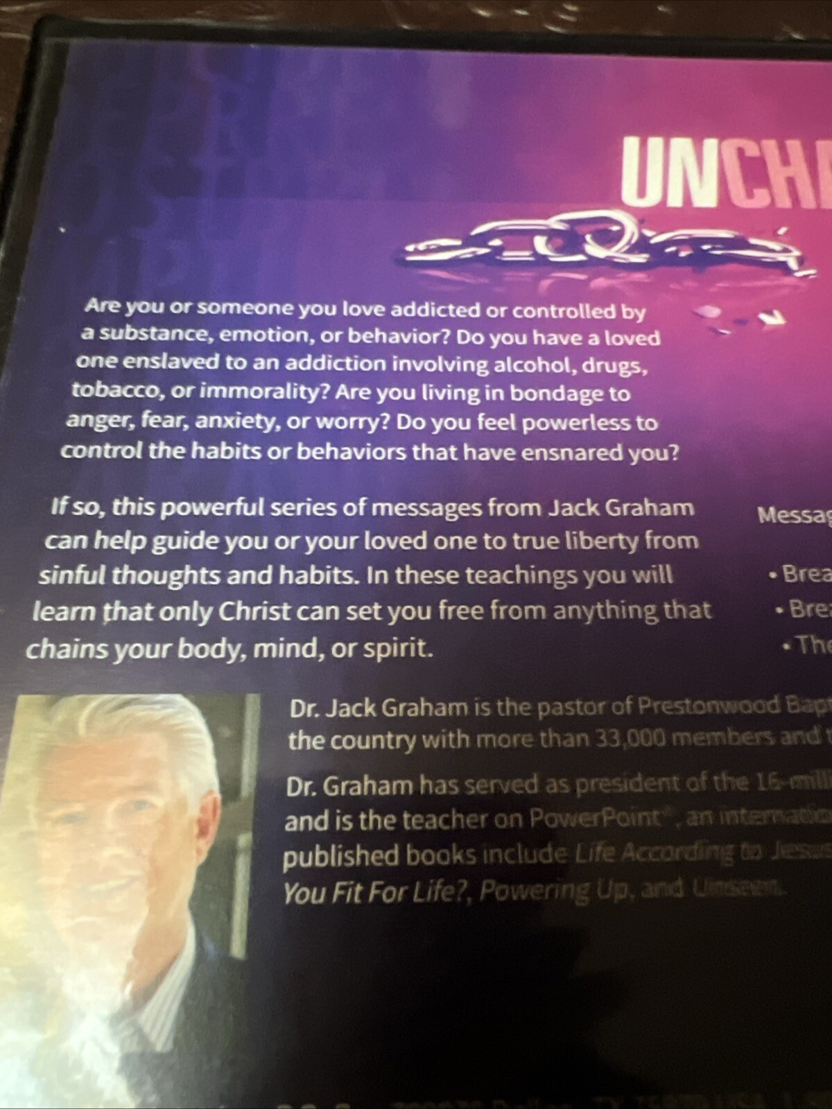 Jack Graham UNCHAINED 3 Message Series CD Set — Excellent Condition